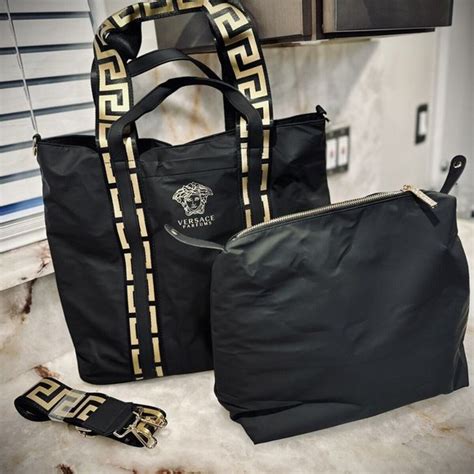 how much is a versace parfums bag|versace parfums black tote bag.